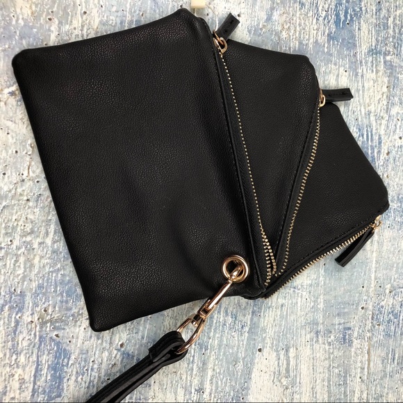 Le Miel 3-piece vegan faux leather wristlet black - Picture 2 of 7